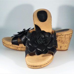 GNW Black Leather wedge Sandals Sz 10 $25
